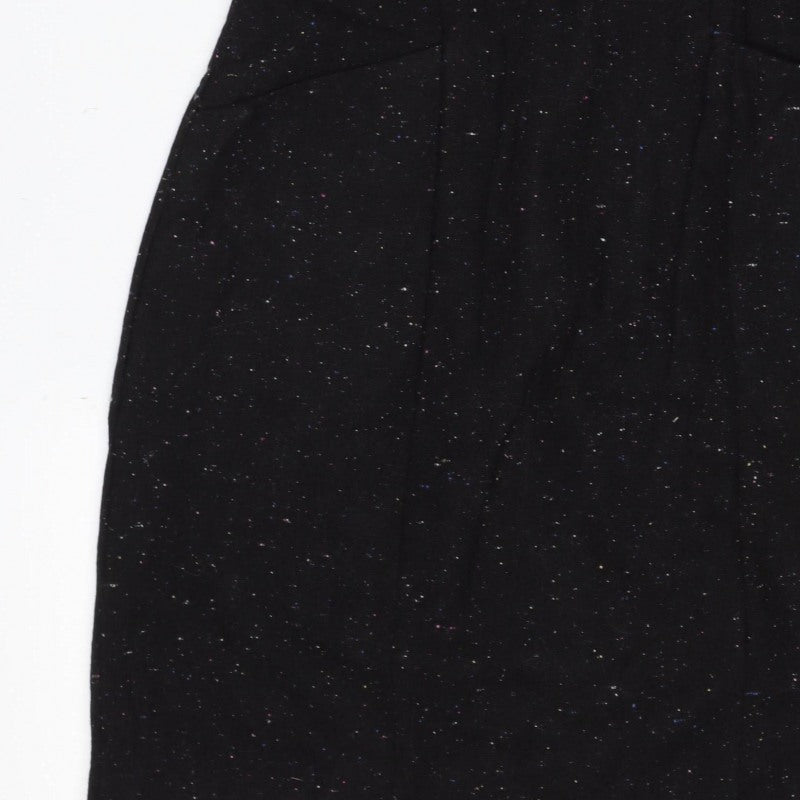 Oliver Bonas Women Black UK 10 Pencil Dress Wool Blend Glitter