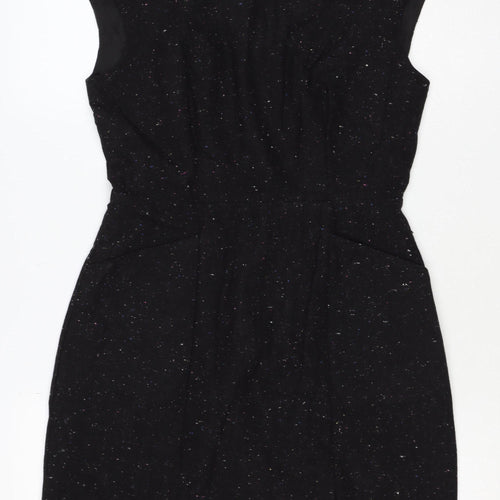 Oliver Bonas Women Black UK 10 Pencil Dress Wool Blend Glitter