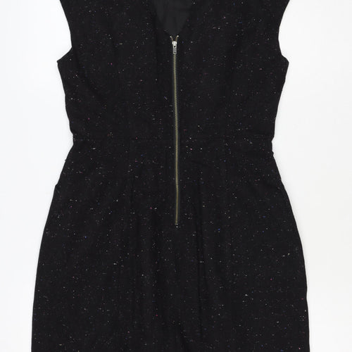 Oliver Bonas Women Black UK 10 Pencil Dress Wool Blend Glitter