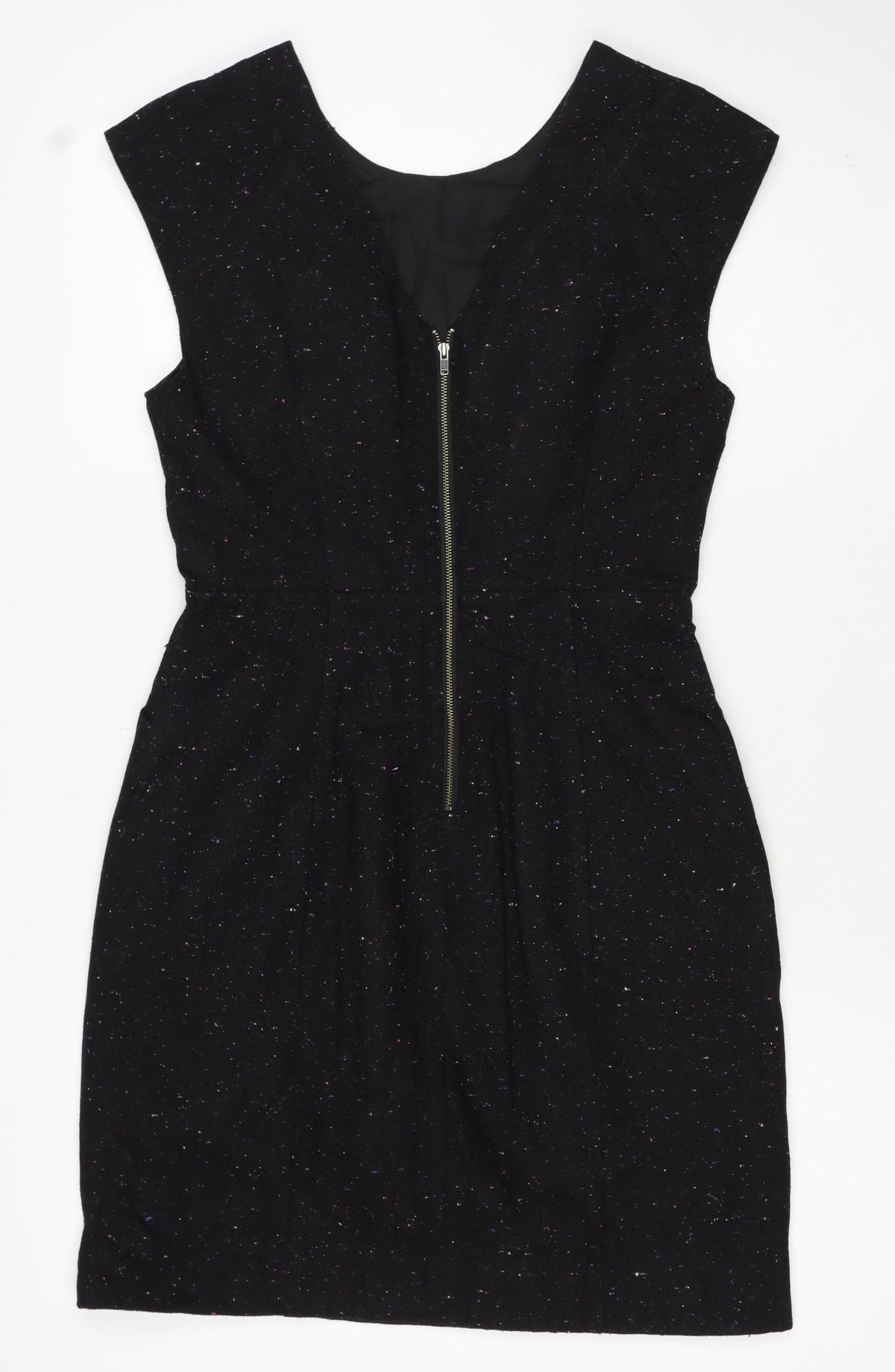 Oliver Bonas Women Black UK 10 Pencil Dress Wool Blend Glitter
