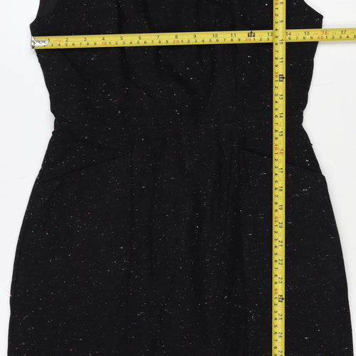 Oliver Bonas Women Black UK 10 Pencil Dress Wool Blend Glitter