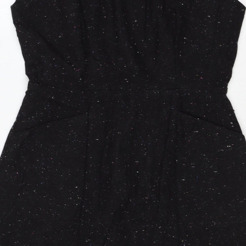 Oliver Bonas Women Black UK 10 Pencil Dress Wool Blend Glitter