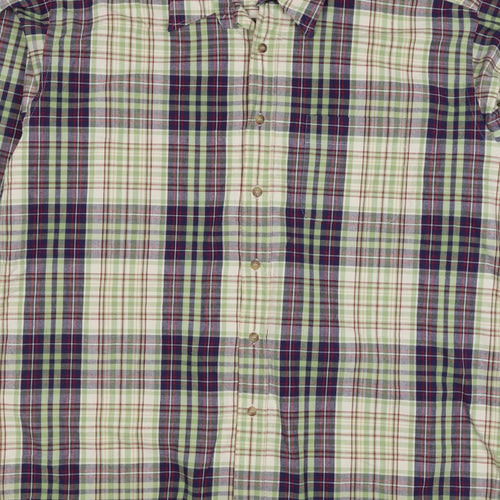 Marks & Spencer Men Green Plaid Cotton XL Long Sleeve Button-Up Shirt