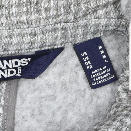 Lands' End Women Grey Houndstooth UK L One Button Blazer Jacket
