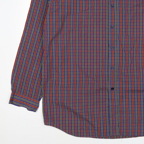 Marks & Spencer Men Multicoloured XL Plaid Cotton Button-Down Shirt