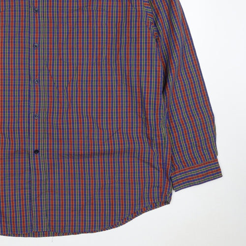 Marks & Spencer Men Multicoloured XL Plaid Cotton Button-Down Shirt