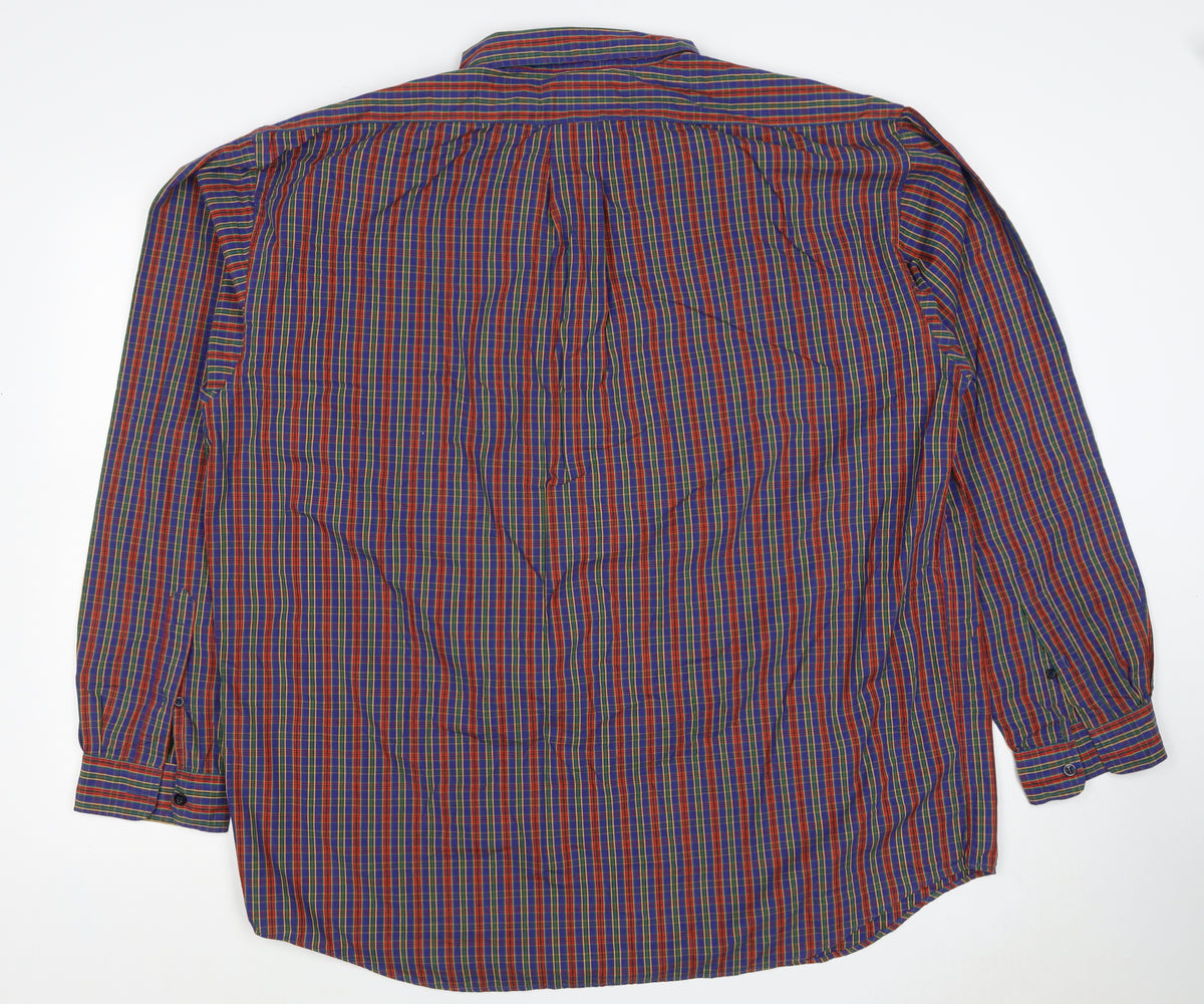 Marks & Spencer Men Multicoloured XL Plaid Cotton Button-Down Shirt