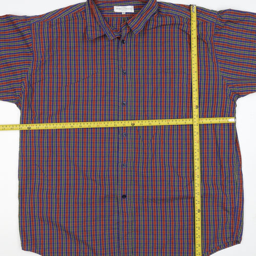 Marks & Spencer Men Multicoloured XL Plaid Cotton Button-Down Shirt