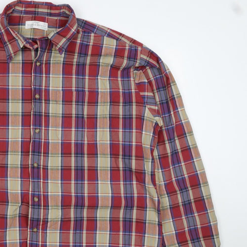 Marks & Spencer Men’s XL Multicolour Plaid Cotton Button Down Shirt