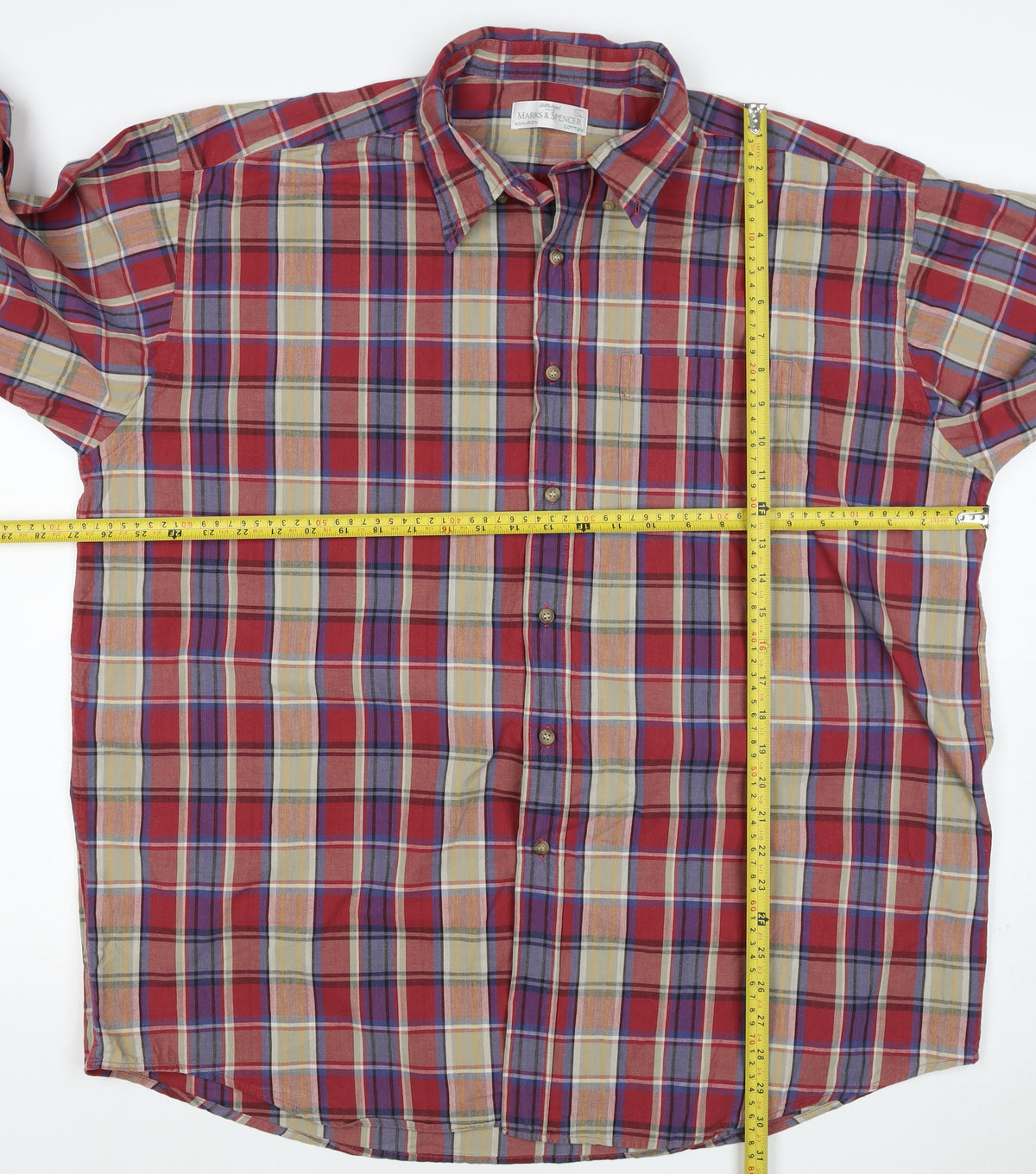 Marks & Spencer Men’s XL Multicolour Plaid Cotton Button Down Shirt