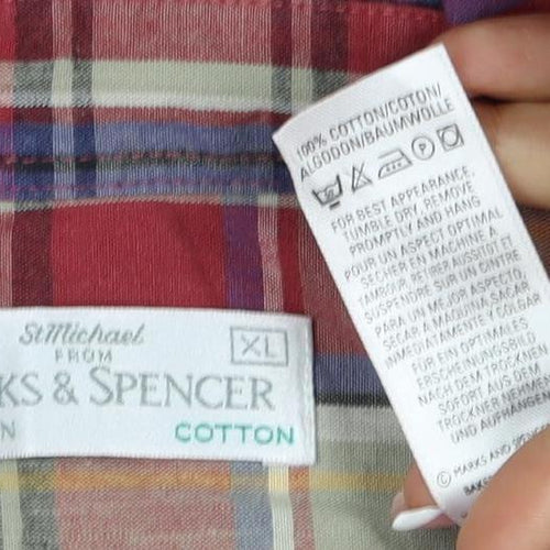 Marks & Spencer Men’s XL Multicolour Plaid Cotton Button Down Shirt