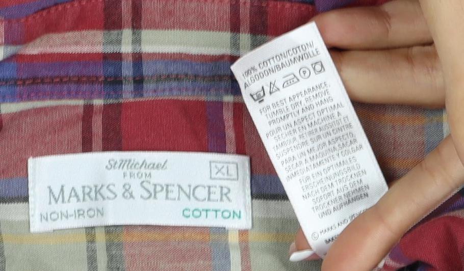 Marks & Spencer Men’s XL Multicolour Plaid Cotton Button Down Shirt