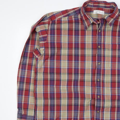 Marks & Spencer Men’s XL Multicolour Plaid Cotton Button Down Shirt