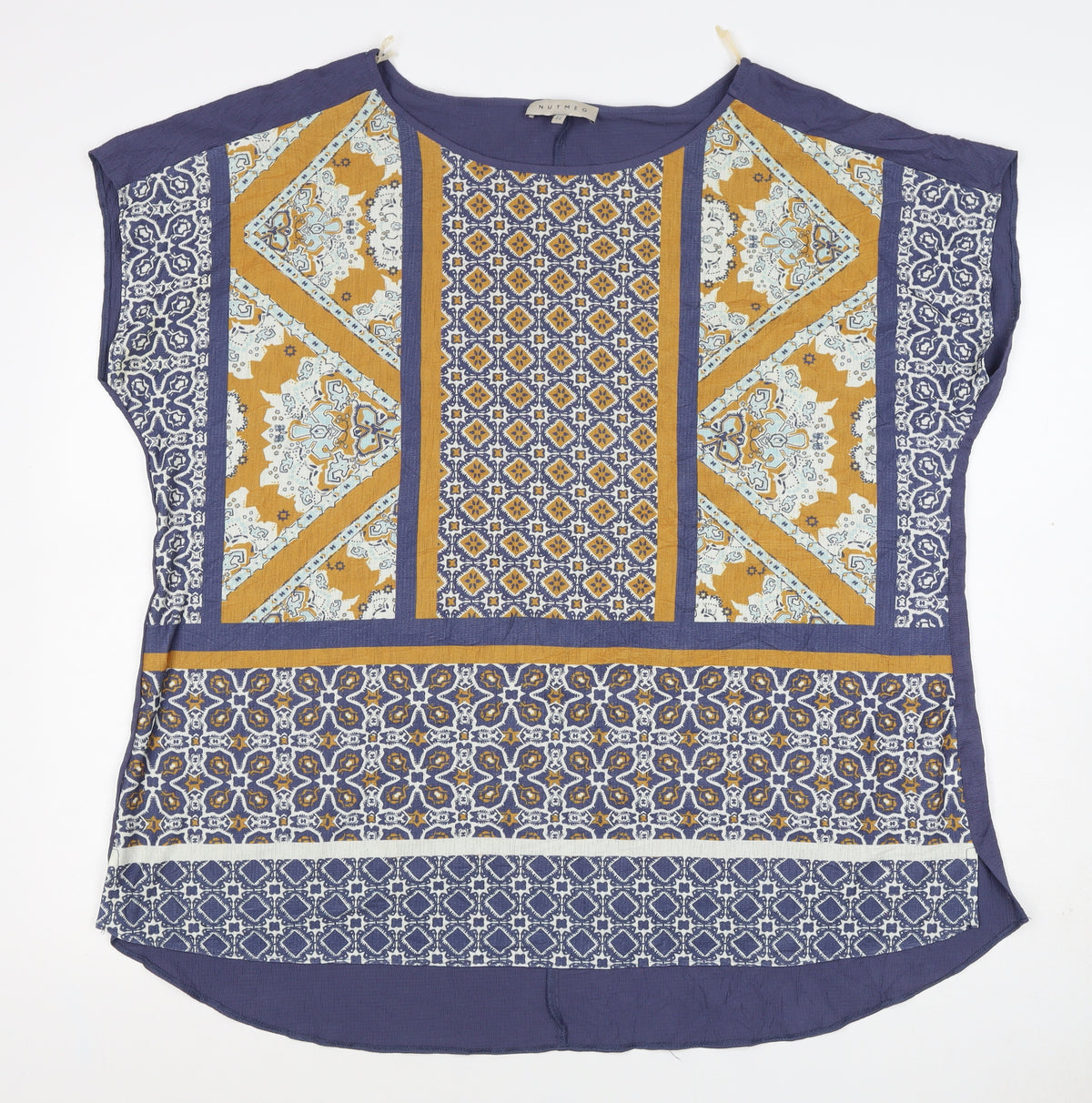 Back view of Nutmeg Women Multicoloured Geometric Tunic Top UK 22 Short Sleeve