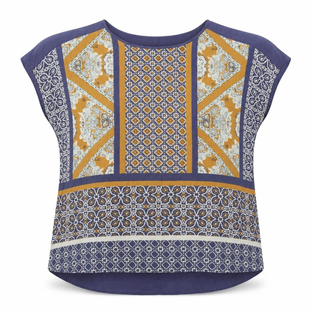 Front view of Nutmeg Women Multicoloured Geometric Tunic Top UK 22 Short Sleeve