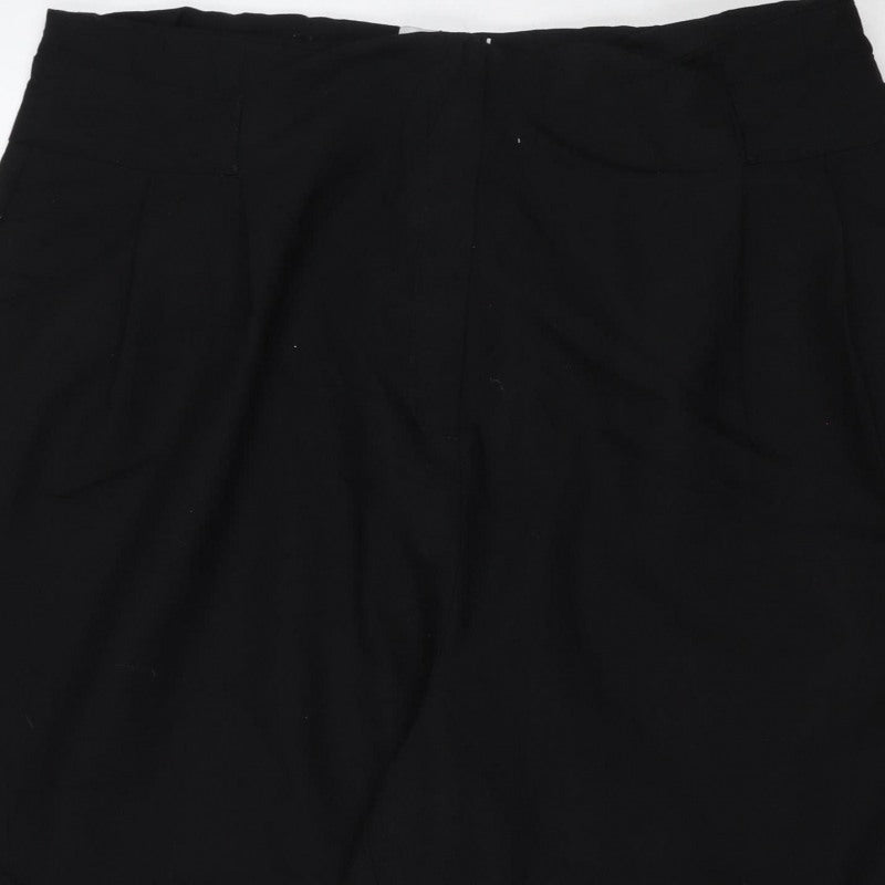 ASOS Women Black UK 8 Wide-Leg Elastic Waist Trousers
