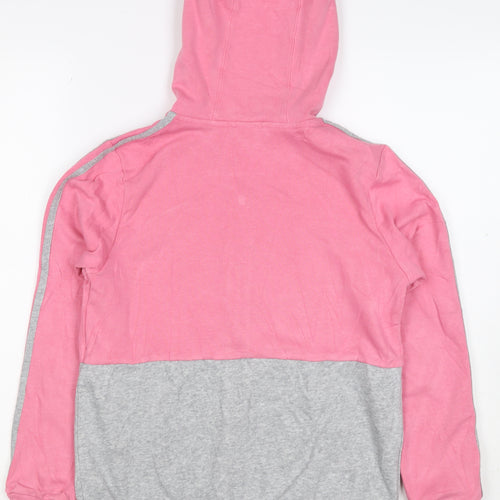 adidas Girls Pink Grey 11-12 Years Full Zip Colourblock Hoodie
