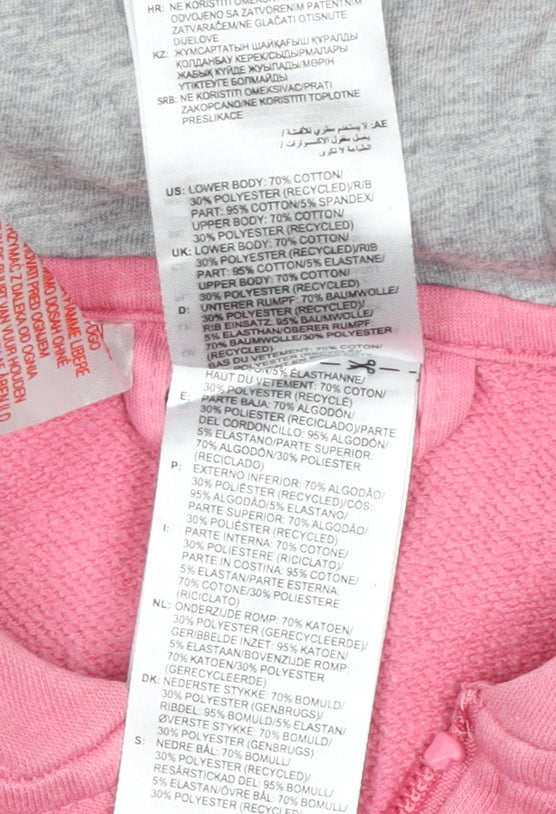 adidas Girls Pink Grey 11-12 Years Full Zip Colourblock Hoodie