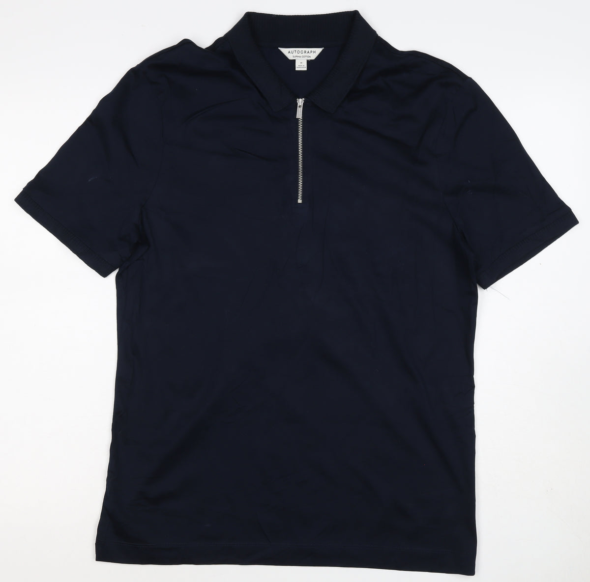 Autograph Men’s Blue M Supima Cotton 1/4 Zip Short Sleeve Polo