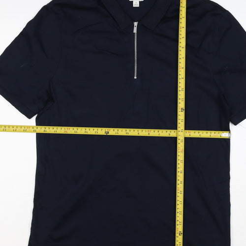 Autograph Men’s Blue M Supima Cotton 1/4 Zip Short Sleeve Polo