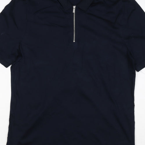 Autograph Men’s Blue M Supima Cotton 1/4 Zip Short Sleeve Polo