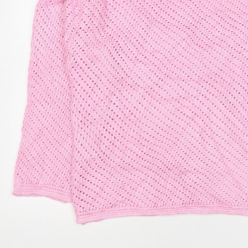 Additional view of Marks and Spencer Women Pink L Open Knit Crew Neck Jumper