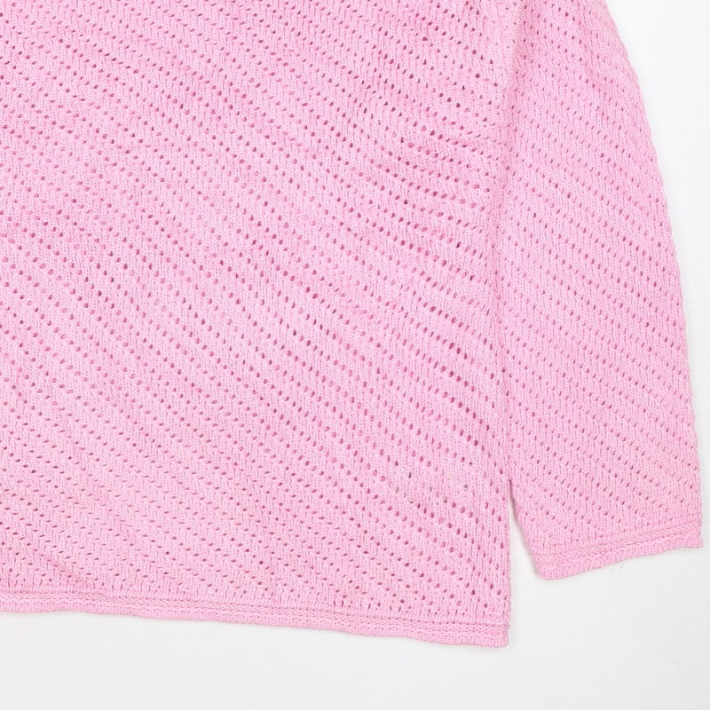 Additional view of Marks and Spencer Women Pink L Open Knit Crew Neck Jumper