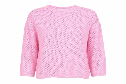 Marks and Spencer Women Pink L Open Knit Crew Neck Jumper