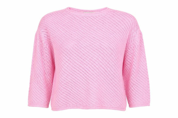 Marks and Spencer Women Pink L Open Knit Crew Neck Jumper