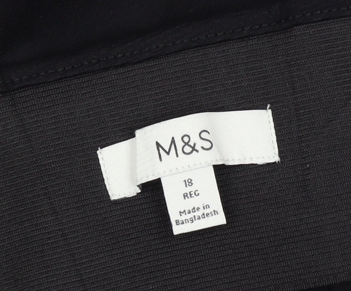 Marks and Spencer Women Black Size 18 Regular Straight Trousers
