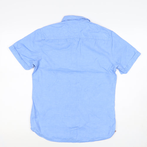 Tommy Hilfiger Men's Blue XS Cotton Linen Short Sleeve Button-Up Shirt