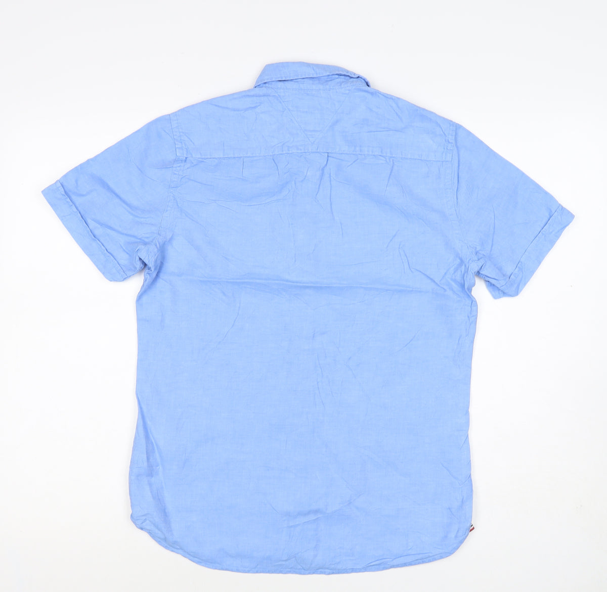 Tommy Hilfiger Men's Blue XS Cotton Linen Short Sleeve Button-Up Shirt