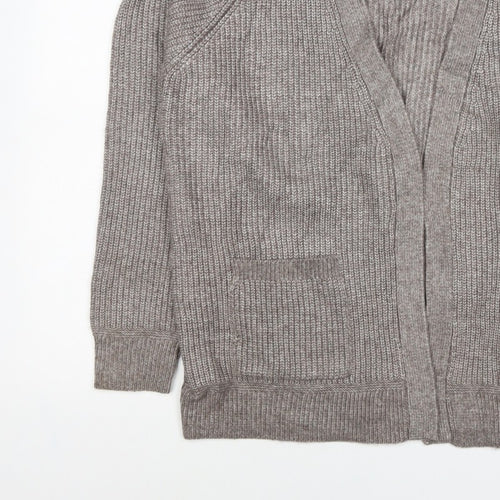 Marks and Spencer Women Beige M Alpaca Blend Open Knit Cardigan