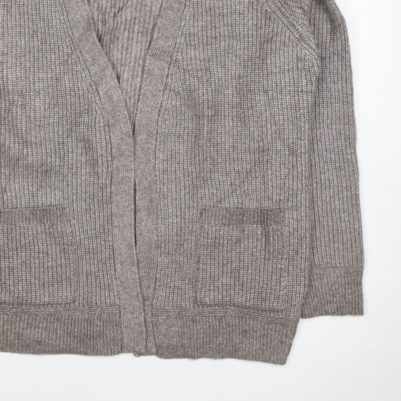 Marks and Spencer Women Beige M Alpaca Blend Open Knit Cardigan