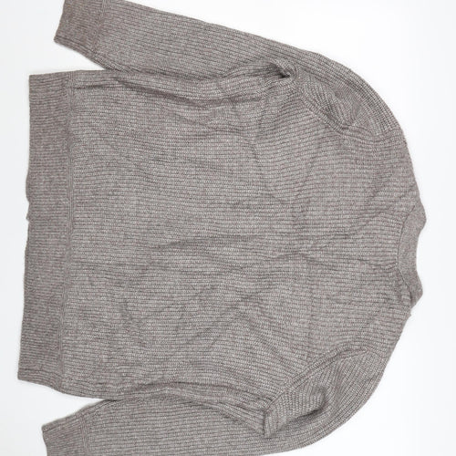Marks and Spencer Women Beige M Alpaca Blend Open Knit Cardigan