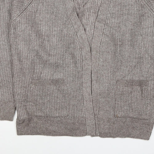Marks and Spencer Women Beige M Alpaca Blend Open Knit Cardigan