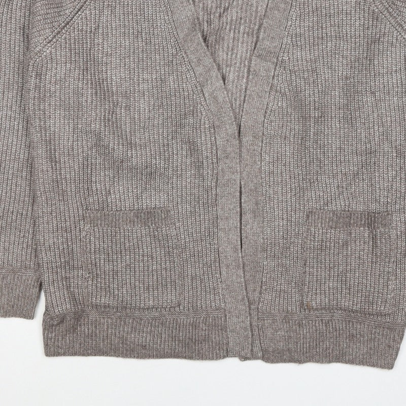 Marks and Spencer Women Beige M Alpaca Blend Open Knit Cardigan