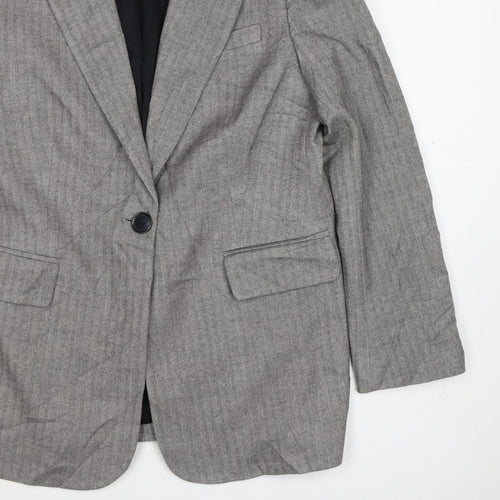 Marks and Spencer Women Grey Herringbone Blazer Jacket UK 10 Business