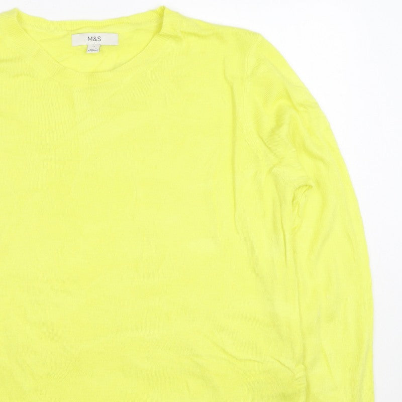 Marks and Spencer Women Yellow Size 16 Crew Neck Lightweight Jumper