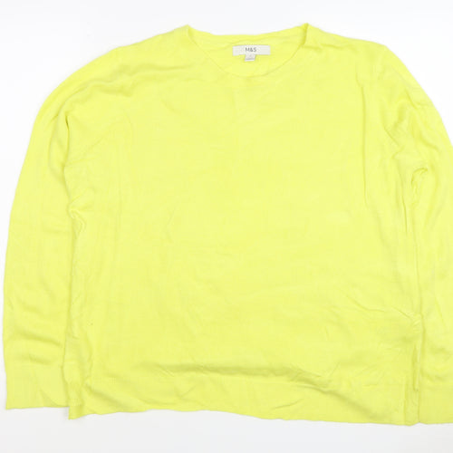 Marks and Spencer Women Yellow Size 16 Crew Neck Lightweight Jumper
