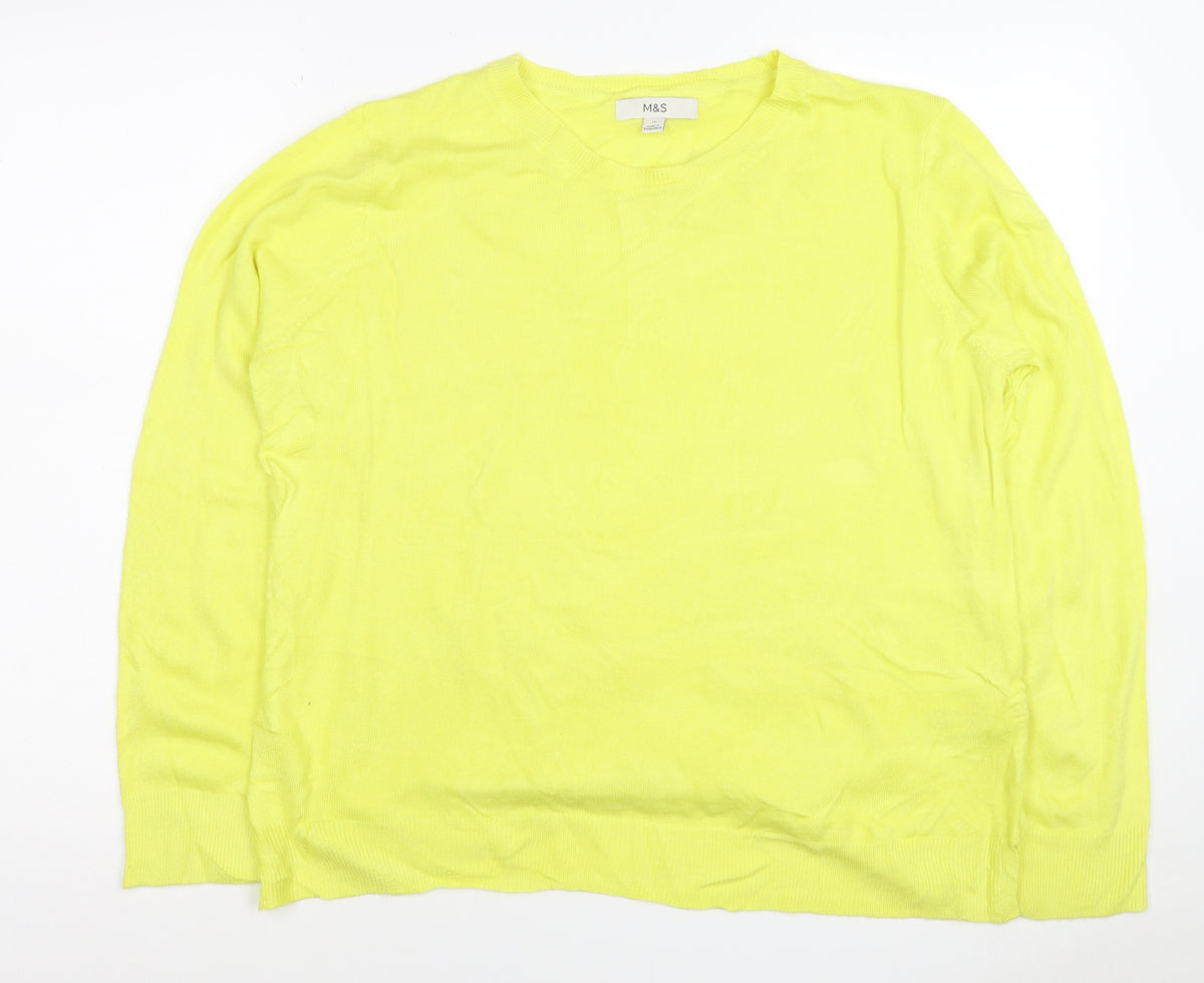 Marks and Spencer Women Yellow Size 16 Crew Neck Lightweight Jumper