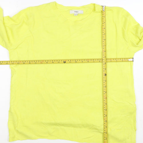 Marks and Spencer Women Yellow Size 16 Crew Neck Lightweight Jumper