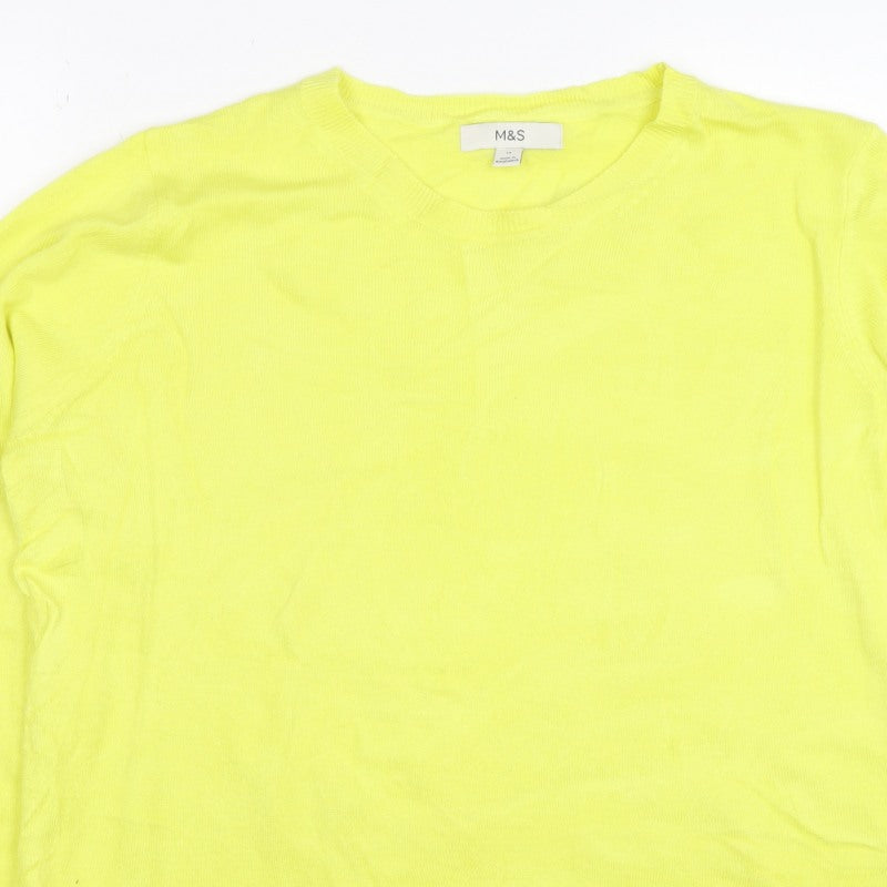 Marks and Spencer Women Yellow Size 16 Crew Neck Lightweight Jumper