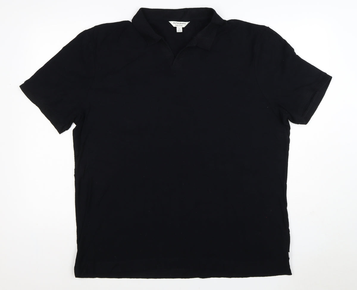 Autograph Men’s Black XL Pure Cotton Short Sleeve Polo Shirt