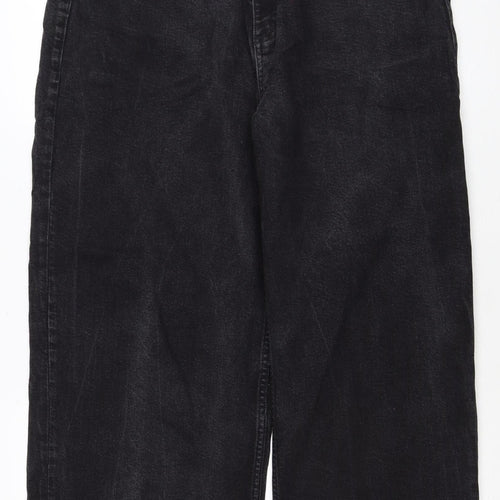 Marks & Spencer Women Black Wide-Leg Jeans UK 18 Regular Stretch