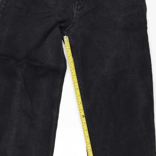 Marks & Spencer Women Black Wide-Leg Jeans UK 18 Regular Stretch