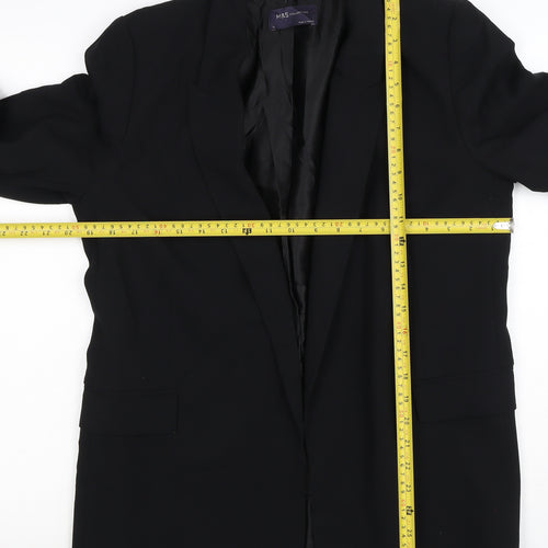 M&S Collection Women’s Black UK 12 Long Lined Notch Lapel Blazer