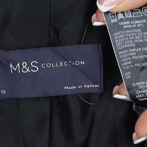 M&S Collection Women’s Black UK 12 Long Lined Notch Lapel Blazer