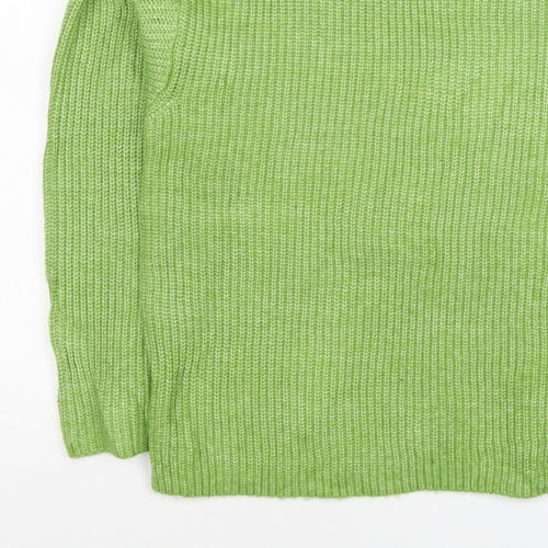Marks and Spencer Women Green M Crew Neck Chunky Knit Jumper