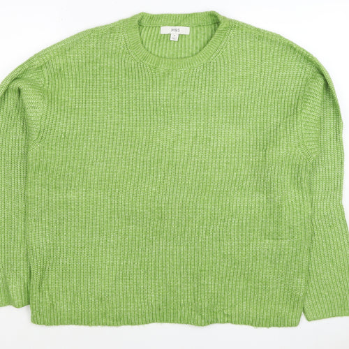 Marks and Spencer Women Green M Crew Neck Chunky Knit Jumper